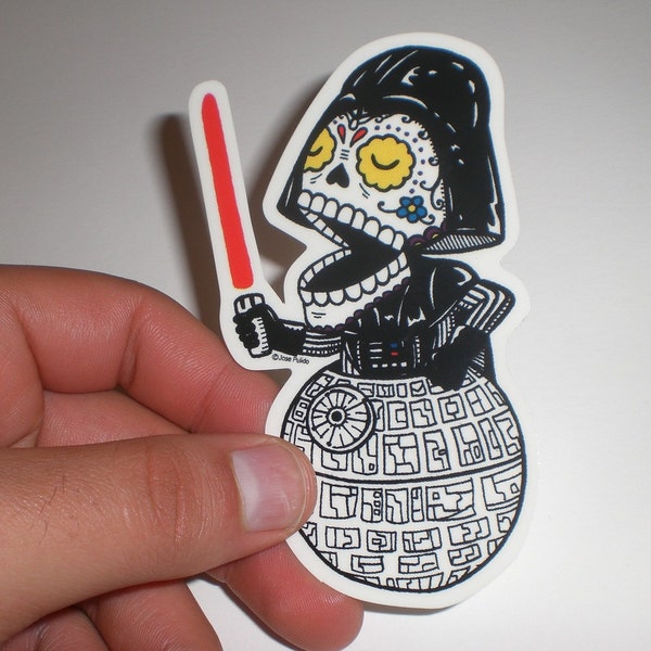 Calavera Vader Clear Die Cut Vinyl Sticker