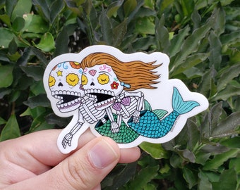 Sirena Couple Die Cut Clear Vinyl Sticker