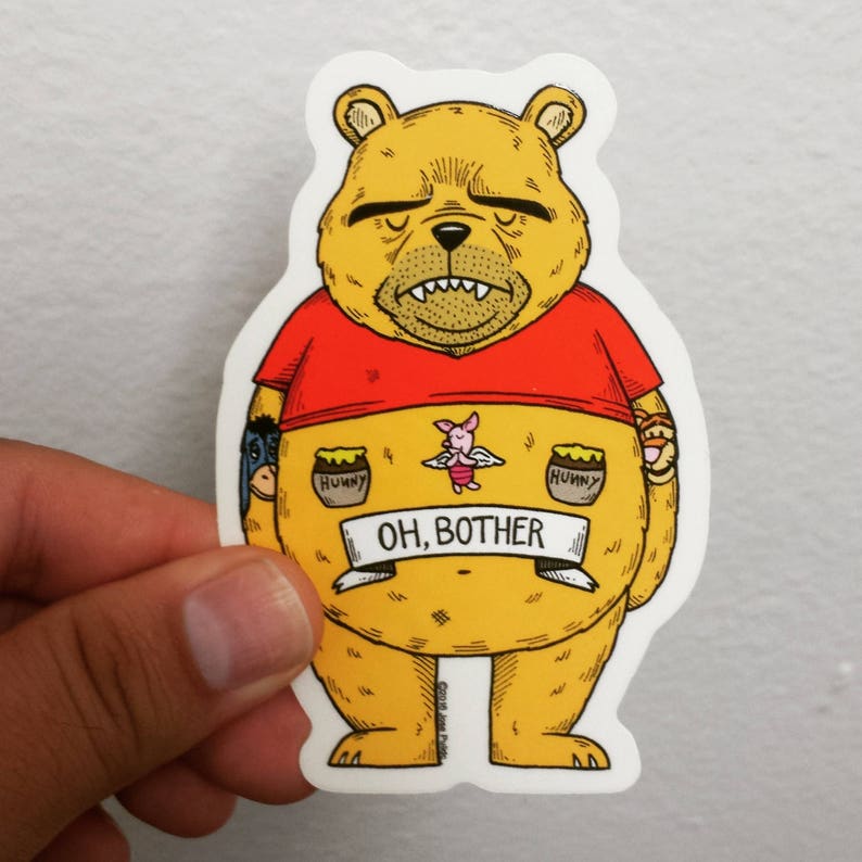 Tattooh Bear Die Cut Clear Vinyl Sticker image 1