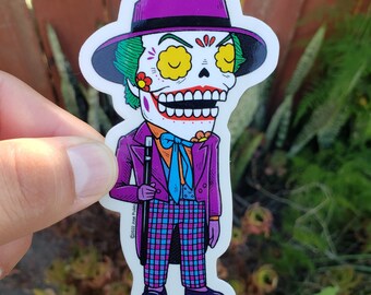 Joker-Jack Calavera Clear Vinyl Sticker Day of the Dead