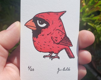 Cardenalito Limited Edition ACEO Gocco Screenprint