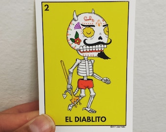 El Diablito Calavera Loteria Vinyl Sticker Day of the Dead