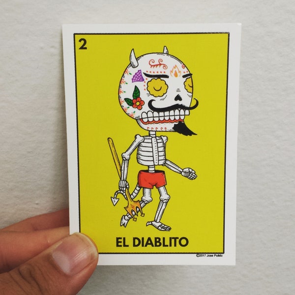 El Diablito Calavera Loteria Vinyl Sticker Day of the Dead