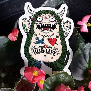 Hug Monster Die Cut Clear Vinyl Sticker