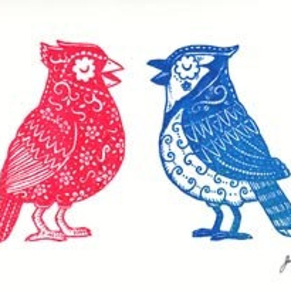 Los Pajaros Limited Edition Gocco Serigraph LAST ONE