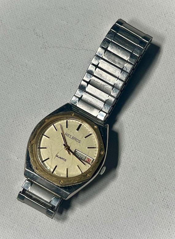 Vintage HELBROS Wrist Watch Quartz Stainless Steel