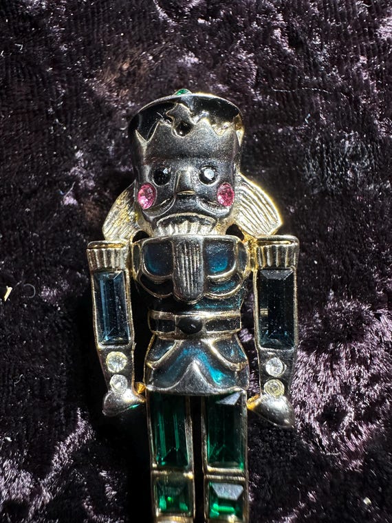 Vintage Monet Crystalized Nutcracker Brooch - image 4
