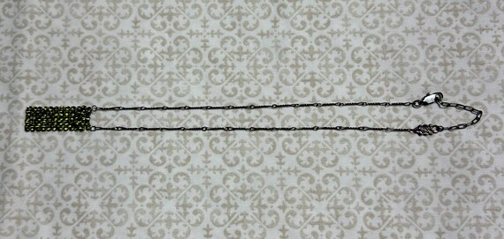 Vintage Green Rhinestone Rectangular Shaped Neckl… - image 9