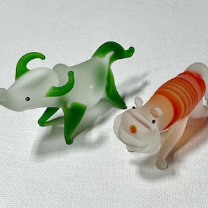 Vintage Set of 2 Frosted Mini Glass Animals
