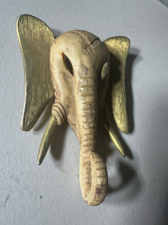 Vintage Luca Razza Elephant Statement Resin Gold-… - image 3