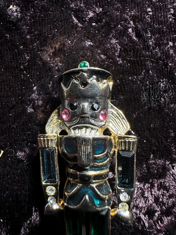 Vintage Monet Crystalized Nutcracker Brooch - image 3