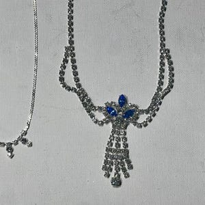 Vintage Double Necklace and Bracelet Jewelry Set- Gemstone and Rhinestone Jewelry Set
