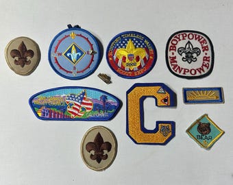 Set of 9 Various Boy Scout Patches / Big Small Medium Sizes