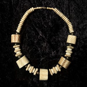 Vintage Carved Animal Bone Beaded Necklace