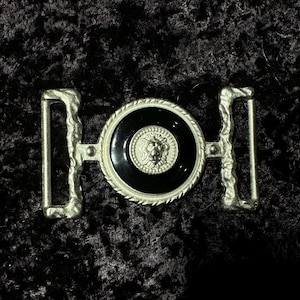 Vintage Silver and Black Lion Belt Buckle