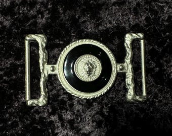 Vintage Silver and Black Lion Belt Buckle