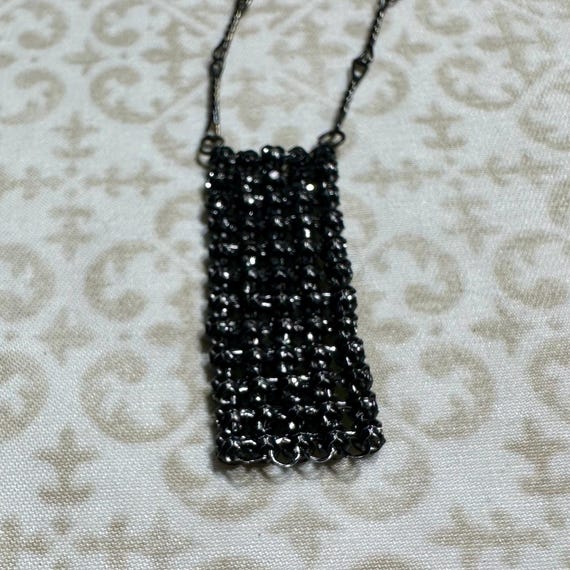 Vintage Green Rhinestone Rectangular Shaped Neckl… - image 6