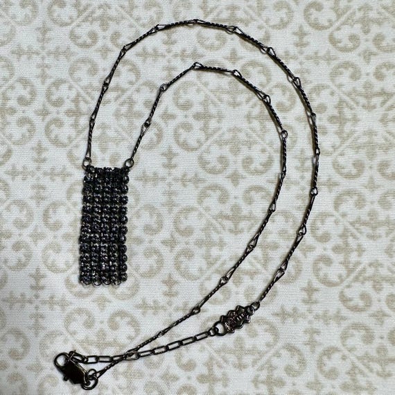 Vintage Green Rhinestone Rectangular Shaped Neckl… - image 5