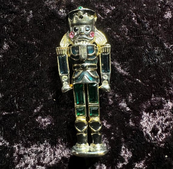 Vintage Monet Crystalized Nutcracker Brooch - image 1