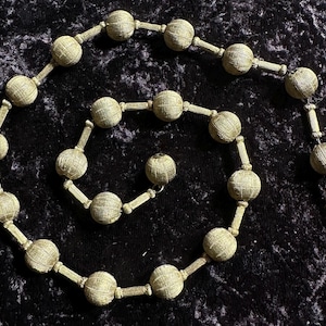 Vintage Metallic Gold Tone Woven Bead Necklace