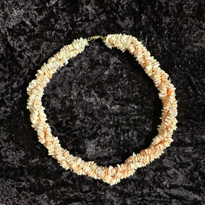 Vintage Three-Strand Choker Style Necklace with Natural Twisted Pink and White Angel Skin Coral Chips