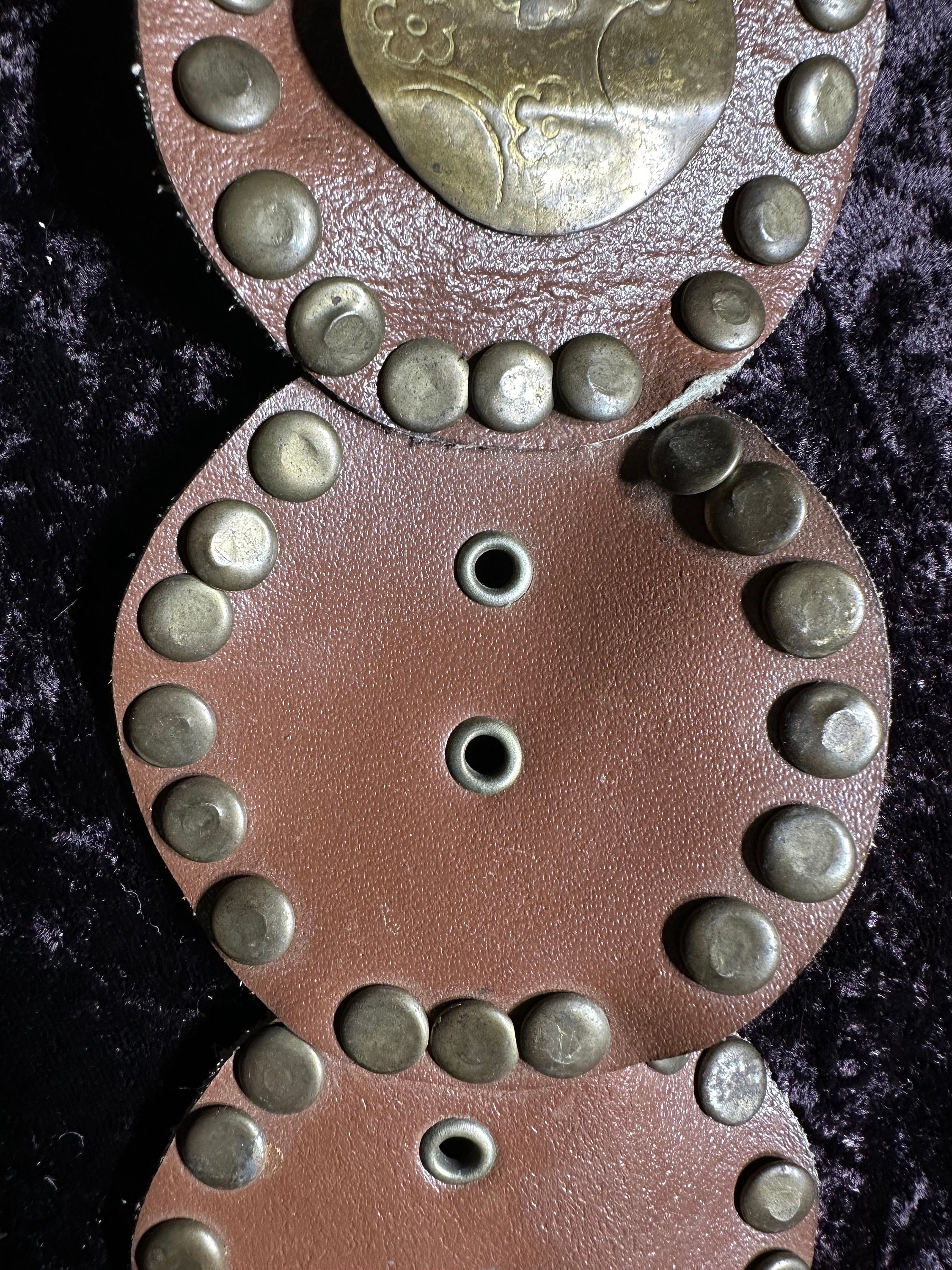 Bohemian Leather Belt With Ornate Round Brass Buckle - Etsy