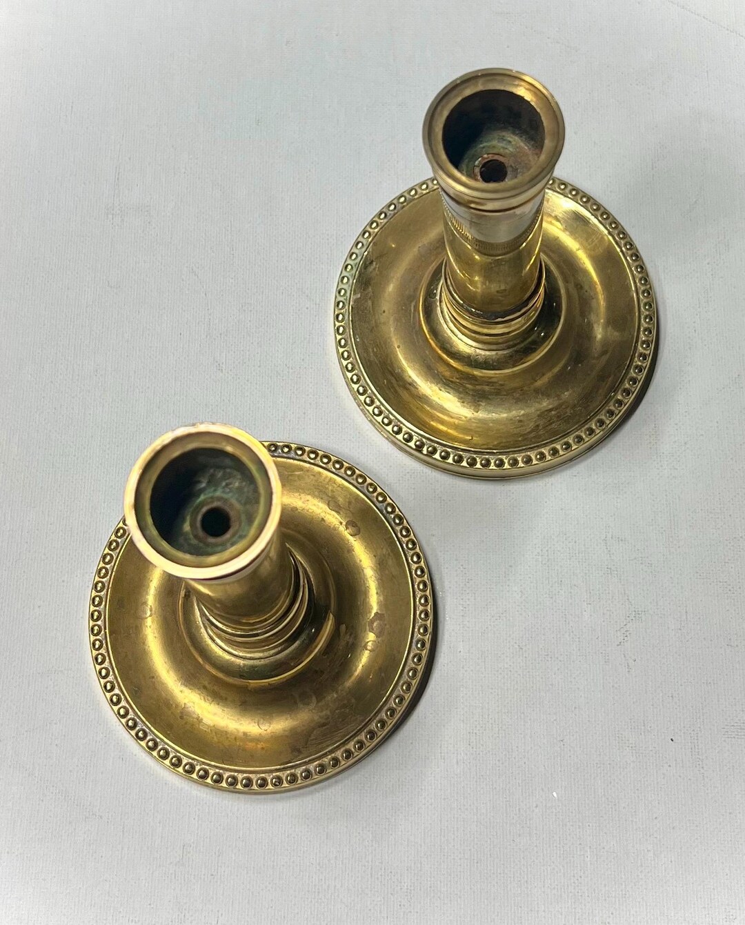 Vintage Brass Pillar Candlestick Holders - Set of 2 - Etsy