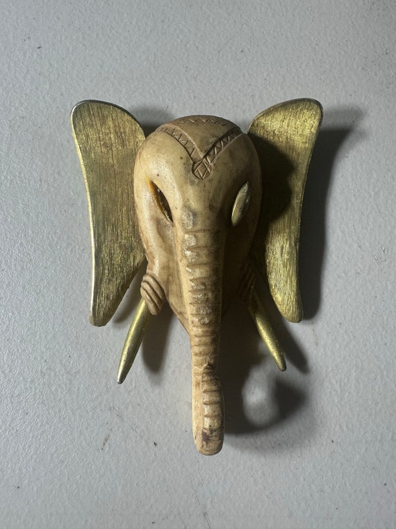 Vintage Luca Razza Elephant Statement Resin Gold-… - image 1