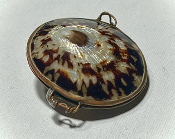 Vintage Brass Hinge Seashell Small Trinket Box