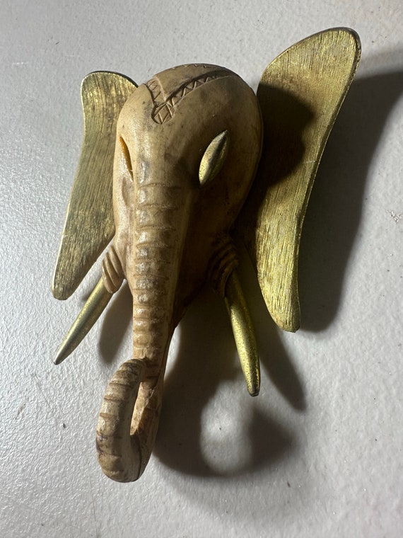 Vintage Luca Razza Elephant Statement Resin Gold-… - image 4