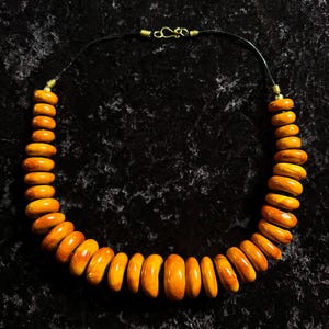 Vintage Amber-Colored Bead Necklace