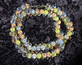 Vintage Monet Wisteria Pastel Moonglow Lucite Bubbles Beaded Necklace
