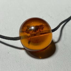 Vintage Large Sphere Bee Pendant- Amber Color