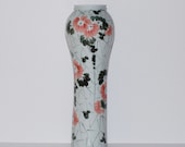 Vintage Studio Pottery Abstract Sakura Cherry Blossom 16 quot Tall Vase, Modernist, Abstract, Geometric, Had thrown, Signed