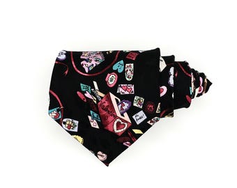 Vintage Nicole Miller Valentines Day Tie Men's Necktie Cupids Love Letters on Black Background