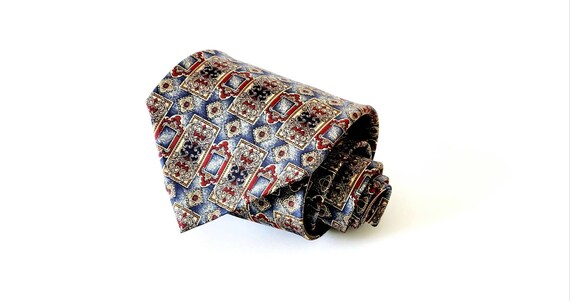 Vintage NWT Halston Pure Italian Satin Silk Necktie Tie in Muted Colors, Gray Burgundy