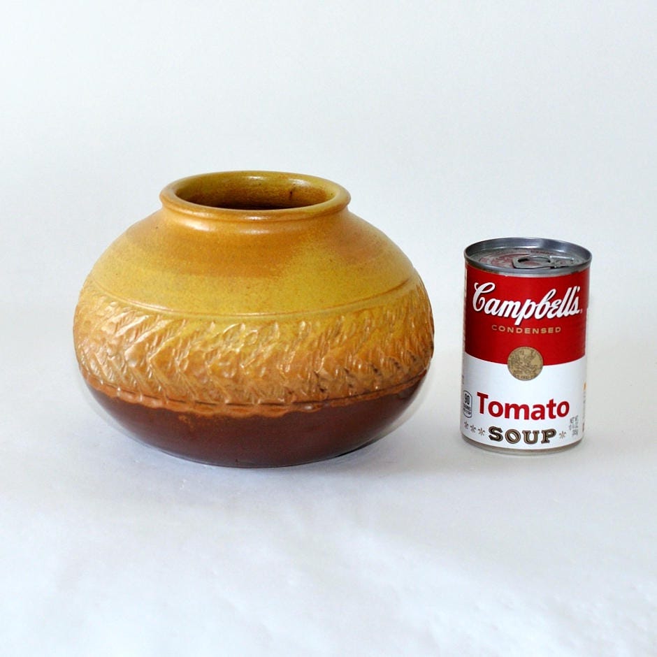Vintage Japanese Wabi Sabi 侘寂 Pottery Ceramic Brown & Tan Matte