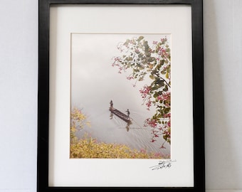 Vintage Don Hong Oai Photograph: Signed Landscape Fishing Boat Print, 1984
