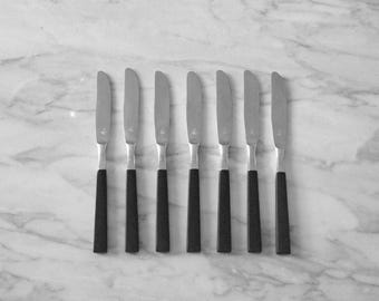 MCM Stainless Steel Flatware Dinner Knives, Stanley Roberts SRI, Set of 7