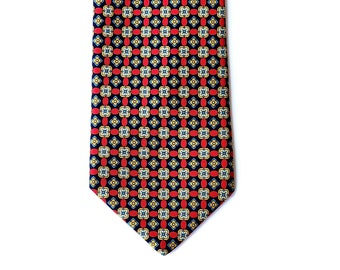 Vintage Charles Rose Made in England 100% Silk Tie Red Blue Necktie