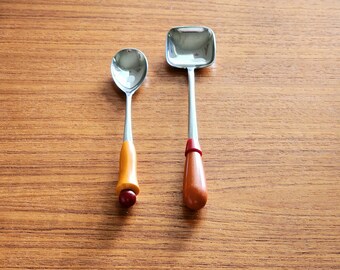 Vintage Art Deco Spoons with Bakelite Handles, Pair