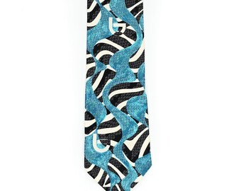 Vintage Byblos Silk Linen Necktie: Zebra Snakeskin Motif, Made in Italy