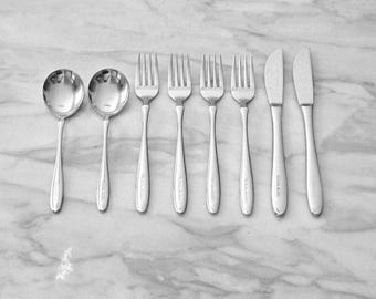 Vintage Airlines Eva Air Flatware, Odd set Of  8