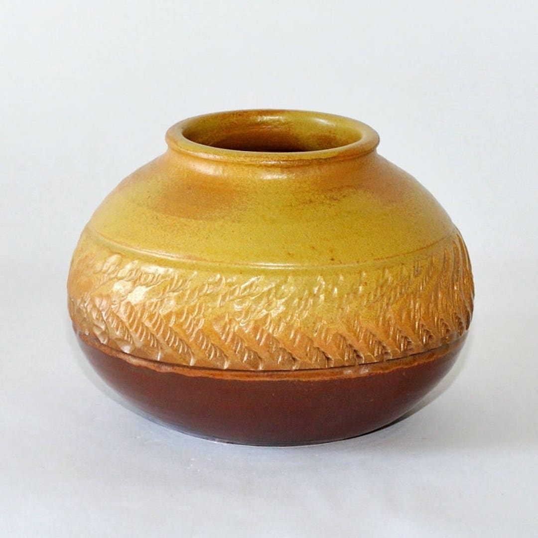 Vintage Japanese Wabi Sabi 侘寂 Pottery Ceramic Brown & Tan Matte