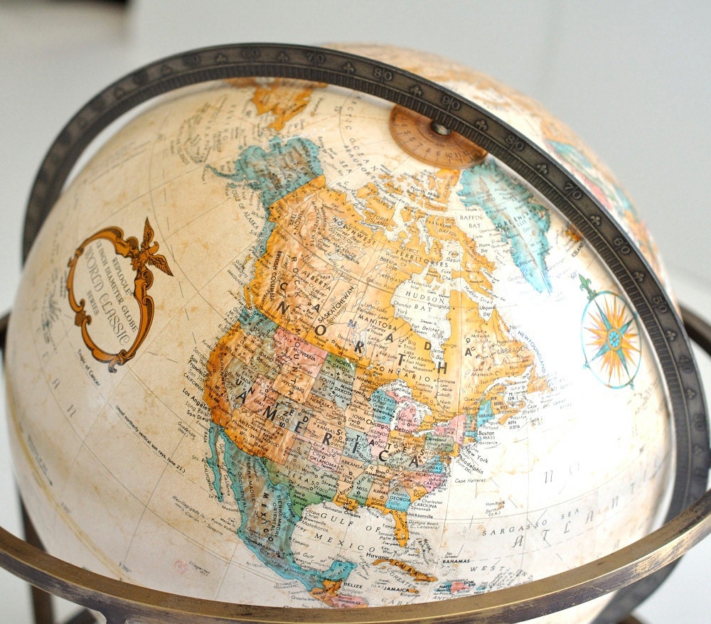 Vintage Desk Top World Globe by Replogle in the Manner of Paul Mccobb ...