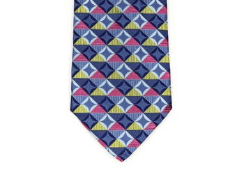 Vintage John W. Nordstrom Men's Necktie Tie Multicolor Repetitive Pattern Purple Pink Chartuse