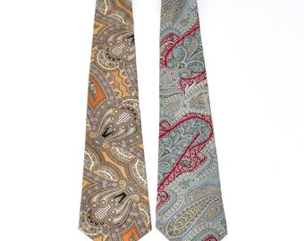Vintage Liberty of London Paisley Silk Ties, Orange Lavender Mustard Mint Cloud Blue Magenta