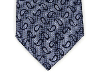 Vintage Ermenegildo Zegna Made in Italy Silk Tie Paisley Blue