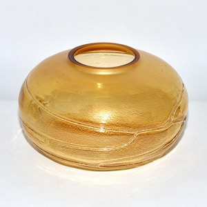 Vintage Murano Venetian Glass Rose Bowl Vase with Gold Aventurine & Applied Threads