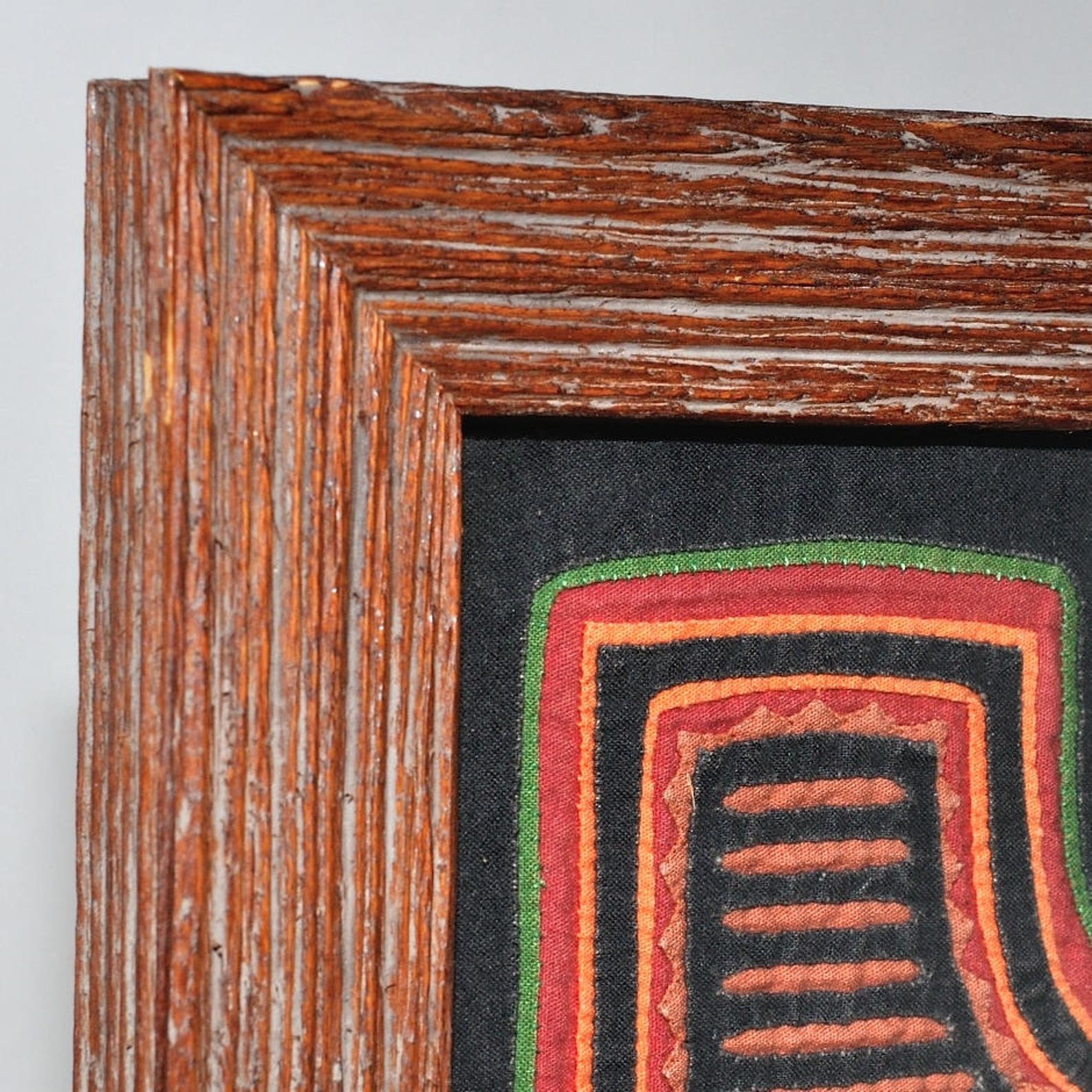 Vintage Framed Mola Textile Art Abstract 3 Birds in Flight Etsy